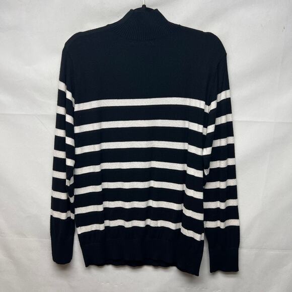 Joseph A Striped Black & White Women's Pullover Mock Neck Sweater Size Medium - Picture 6 of 11